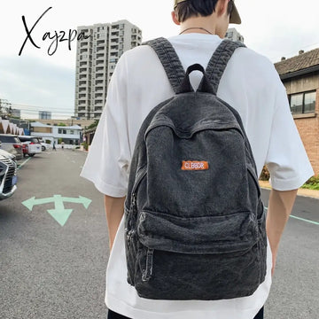Xajzpa - Female Canvas Vintage College Backpack Women Laptop Denim School Fashion Girl Travel